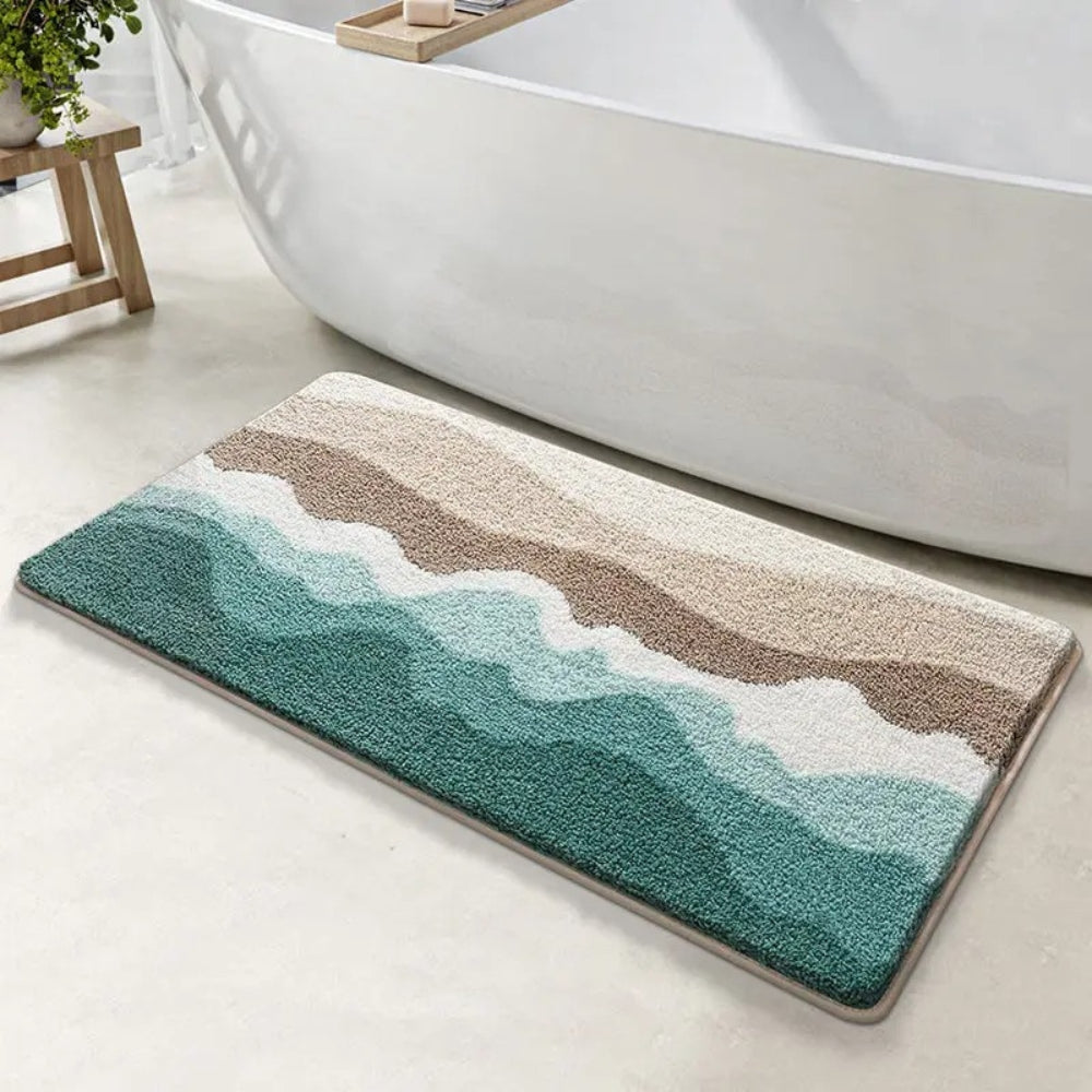 Stylish Wave Pattern Bath Mat - Flocking Material - Non-Slip Design - Image 2