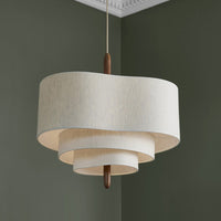 Tiered Linen Pendant Light - Modern Fabric Shade Chandelier