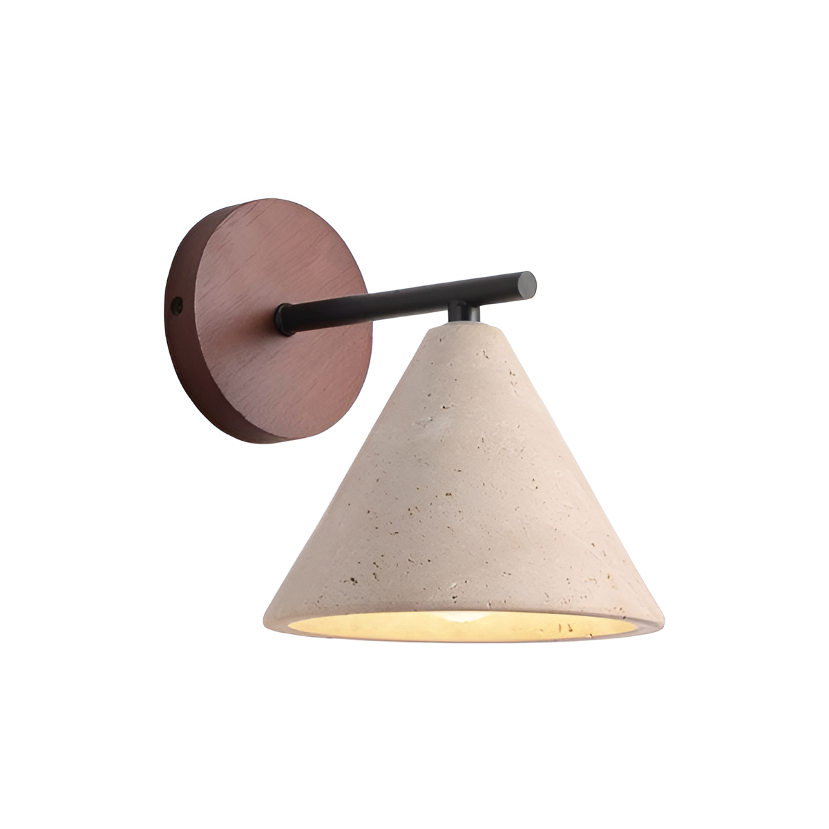 Travertine Cone Wall Sconce - Wood Accent - Modern LED Wall Lamp - Image 1