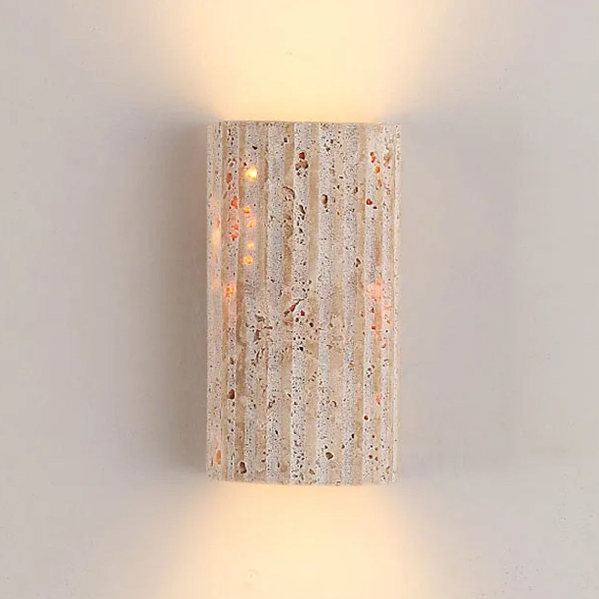 Travertine Cylinder Wall Light - Up Down Sconce - Hallway & Bedroom Lighting - Image 1