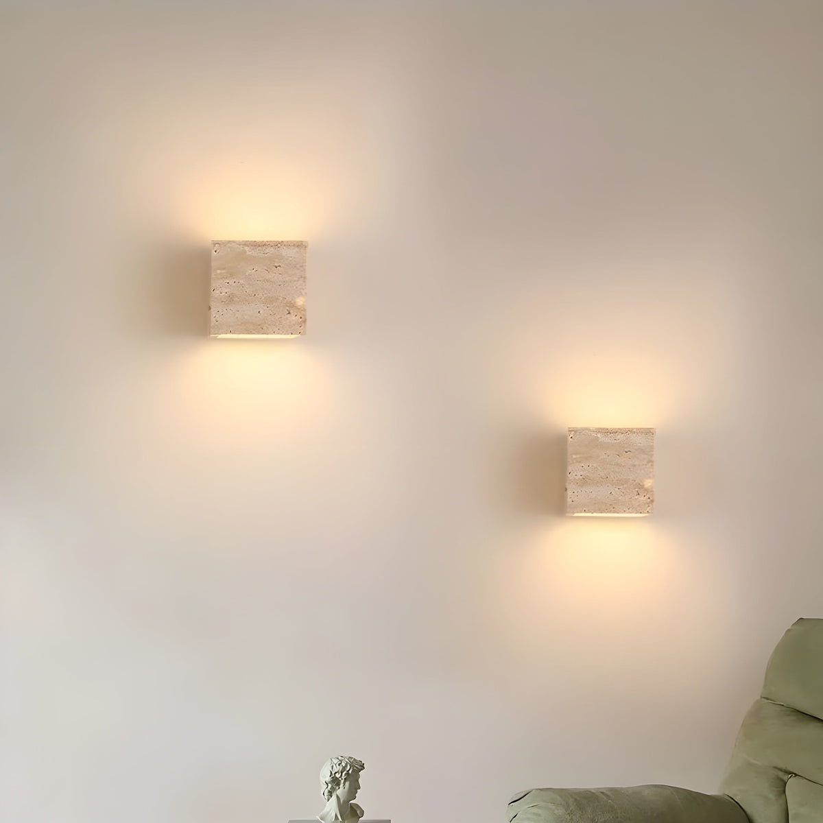 Travertine Stone Wall Sconce - Minimalist Up & Down LED Wall Light - Indoor/Outdoor Lighting - Image 4