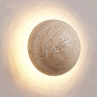 Travertine Stone Wall Sconce - Round LED Light - Modern Minimalist