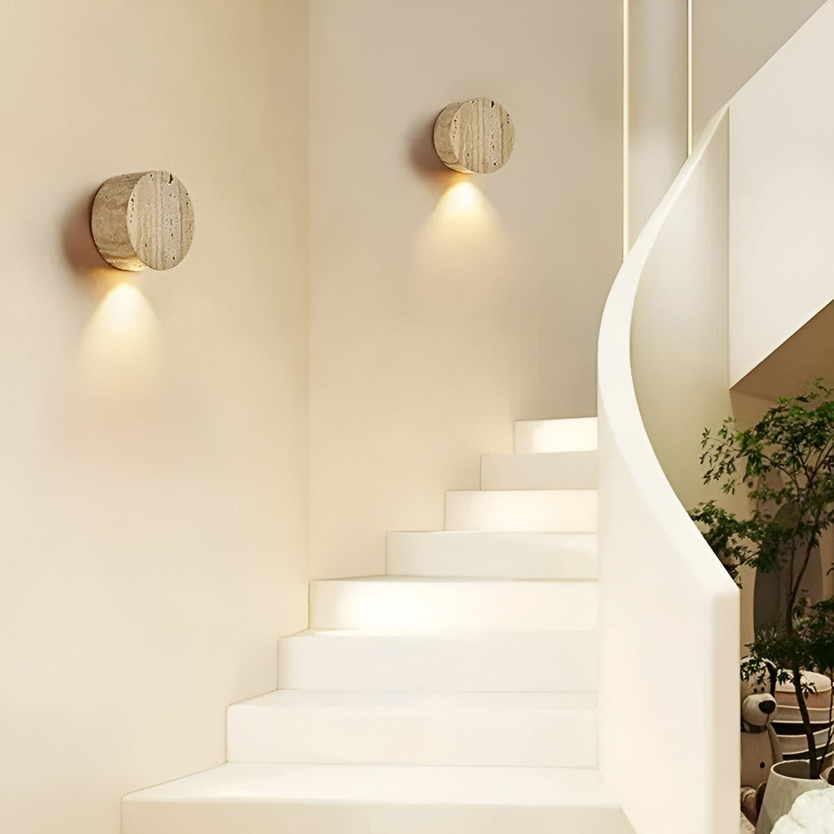 Travertine Stone Wall Sconce - Wabi-Sabi LED Light - Japanese Minimalist Fixture - Image 3