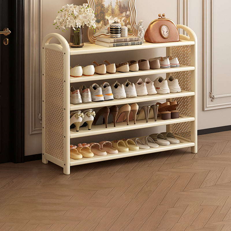 Vintage Rectangular PE Rattan and Bamboo MDF 5/6-Tier Shoe Storage Shelf for Entryway and Living Room