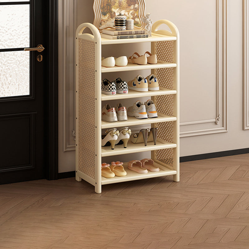 Vintage Rectangular PE Rattan and Bamboo MDF 5/6-Tier Shoe Storage Shelf for Entryway and Living Room