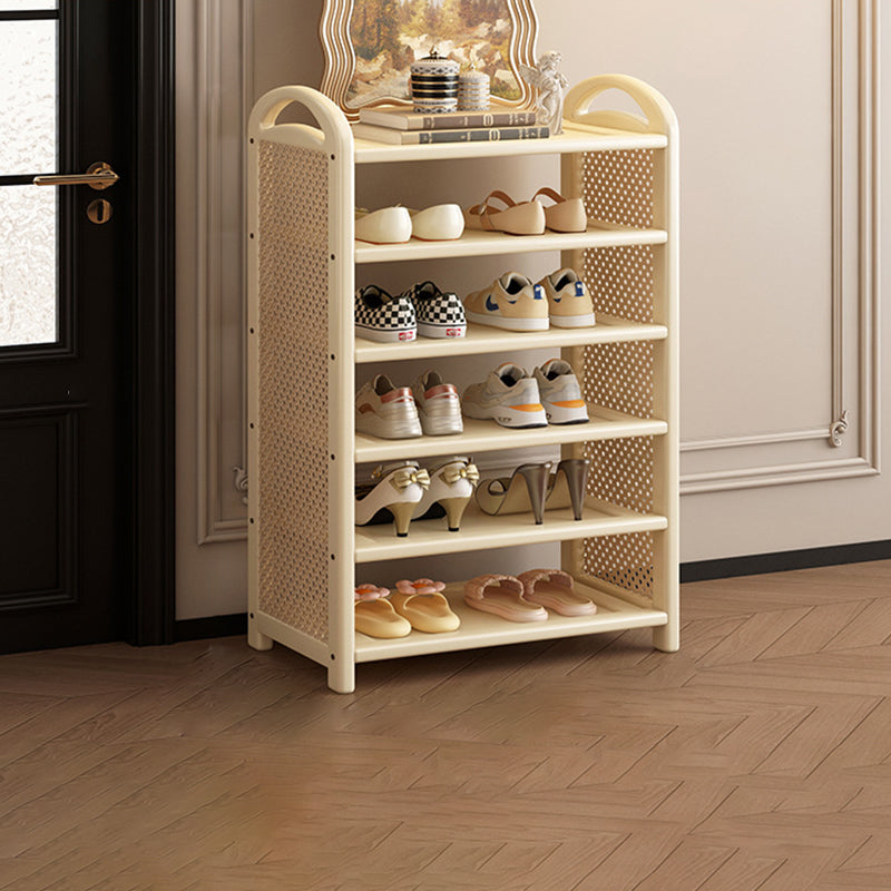 Vintage Rectangular PE Rattan and Bamboo MDF 5/6-Tier Shoe Storage Shelf for Entryway and Living Room