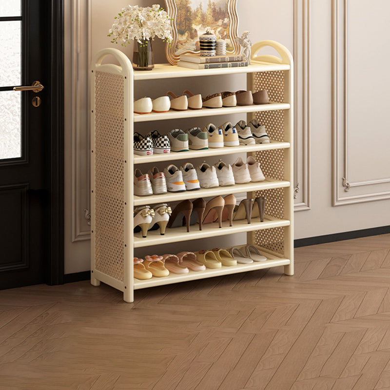 Vintage Rectangular PE Rattan and Bamboo MDF 5/6-Tier Shoe Storage Shelf for Entryway and Living Room