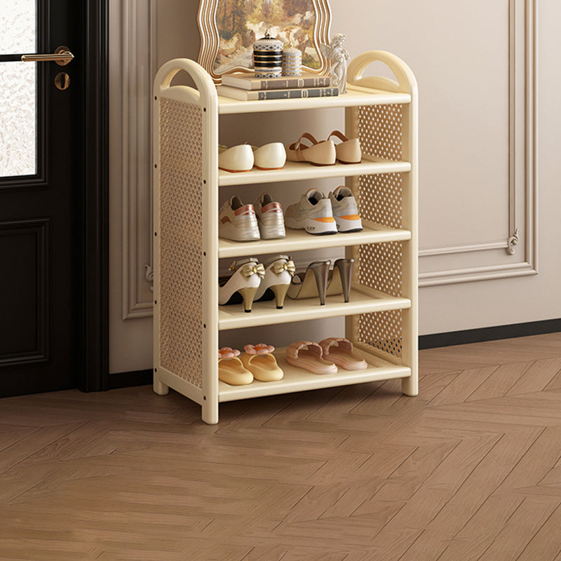 Vintage Rectangular PE Rattan and Bamboo MDF 5/6-Tier Shoe Storage Shelf for Entryway and Living Room