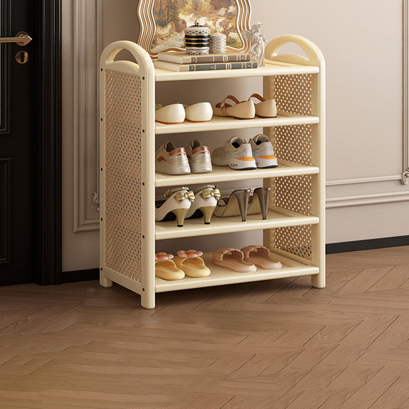 Vintage Rectangular PE Rattan and Bamboo MDF 5/6-Tier Shoe Storage Shelf for Entryway and Living Room