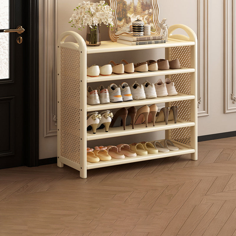 Vintage Rectangular PE Rattan and Bamboo MDF 5/6-Tier Shoe Storage Shelf for Entryway and Living Room