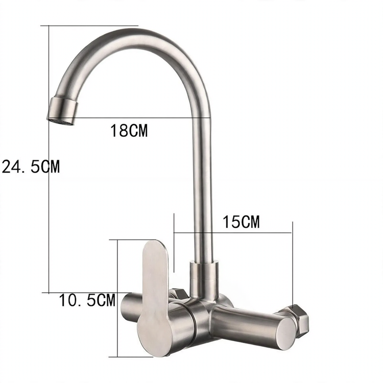 Wall-Mounted Kitchen Faucet with Ceramic Valve