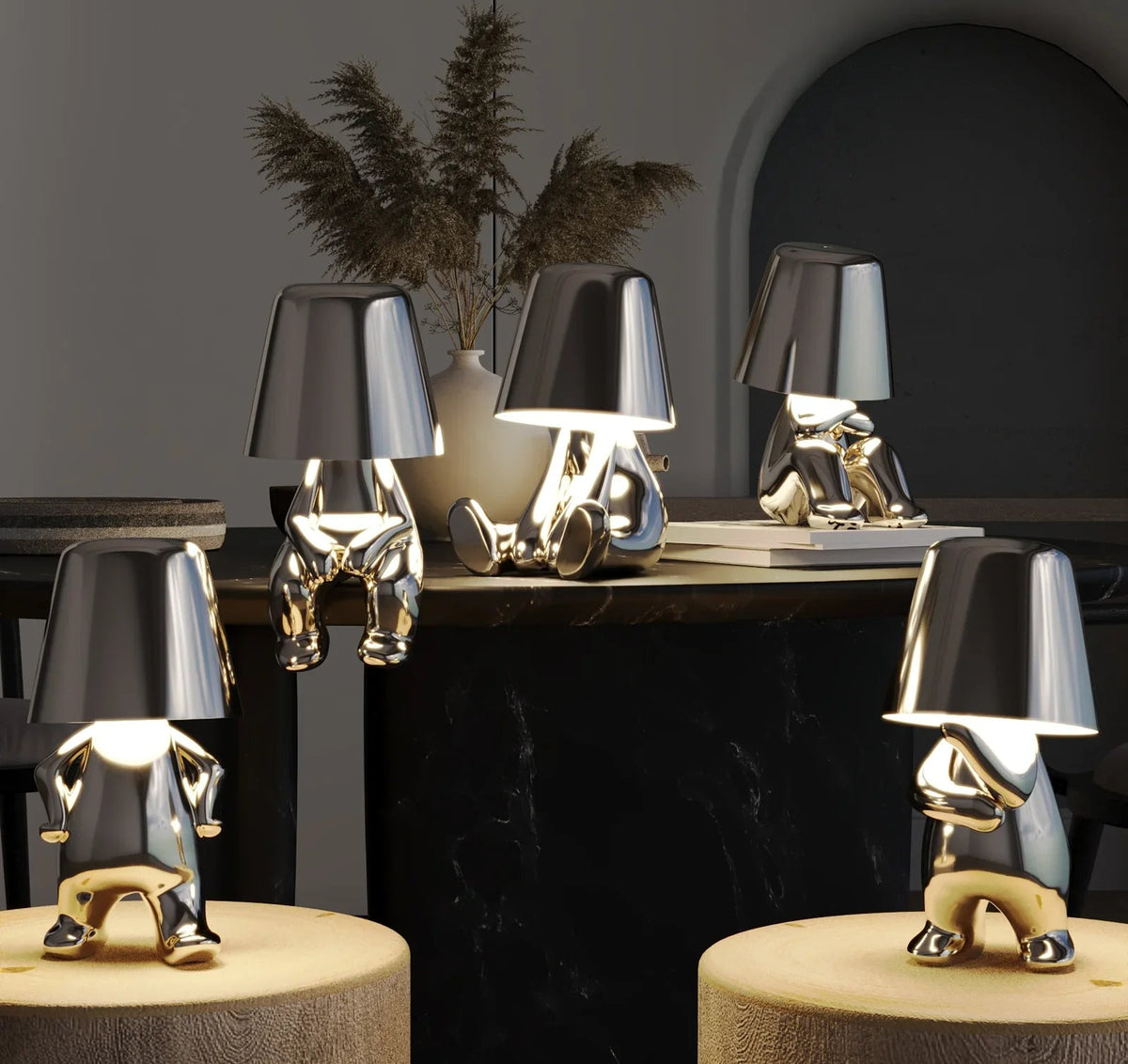 Wireless Rechargeable Table Lamp - Gold Finish - Modern Accent Light - Image 4
