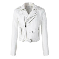 Women's Cropped Moto Zip-Up Faux Leather Jacket