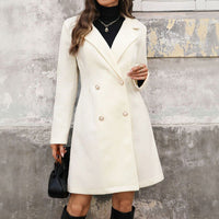 Women's Double-Breasted Knee-Length Flared Wool-Look Coat