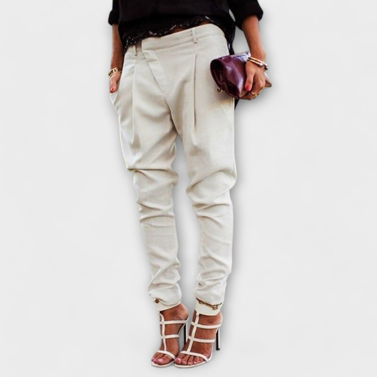 Women's Elegant Trousers with Elastic Waistband and Flattering Cut
