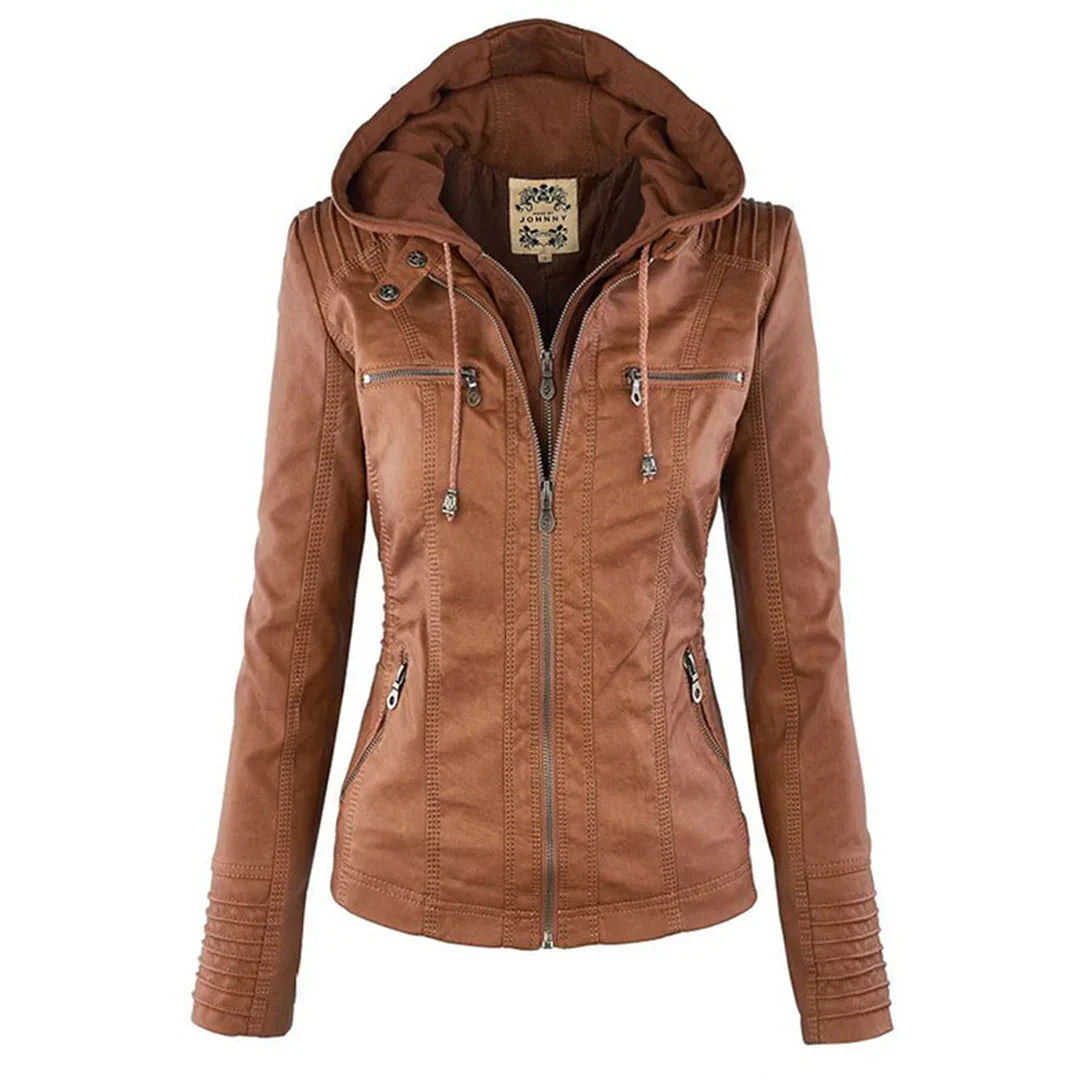 Women's Hooded Biker Jacket