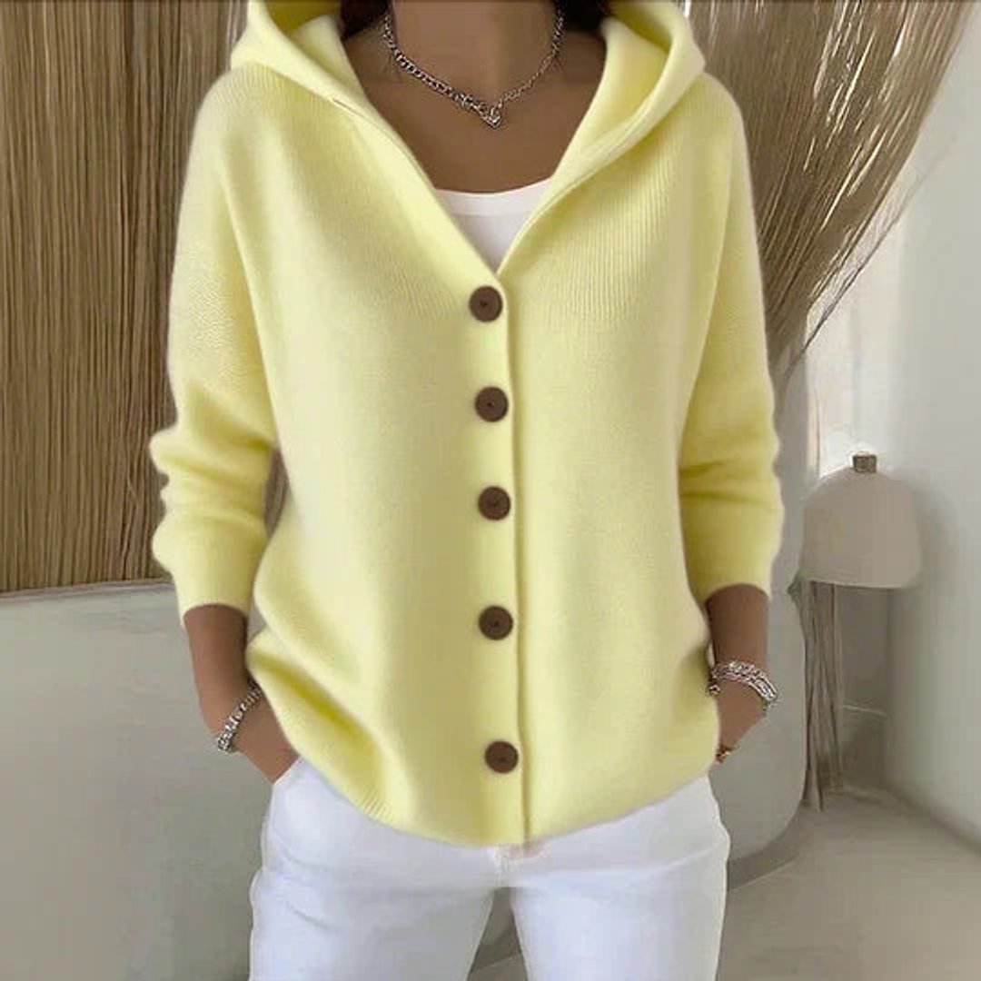 Women's Hooded Button-Front Relaxed-Fit Knit Cardigan