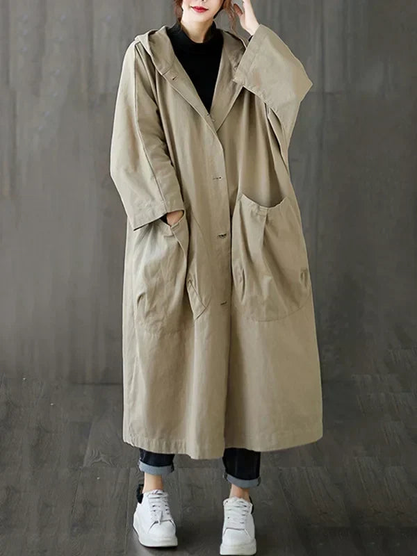 Women's Hooded Trench Coat – Long Water-Repellent Coat
