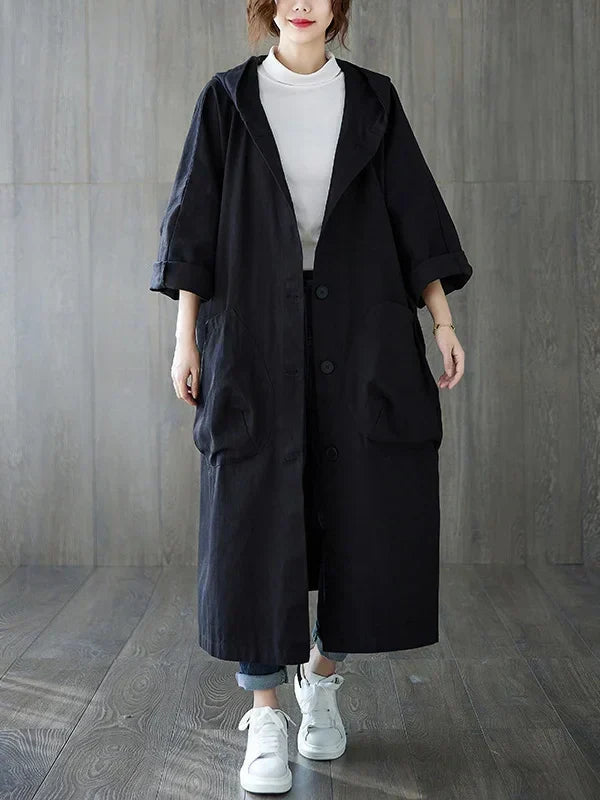 Women's Hooded Trench Coat – Long Water-Repellent Coat