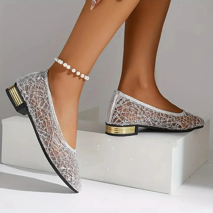 Women's Lace Pointed Toe Flat Wedding Shoes