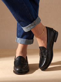 Women's Leather Penny Loafers with Moccasin Stitching