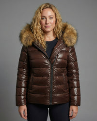 Women's Quilted Jacket with Faux Fur Collar