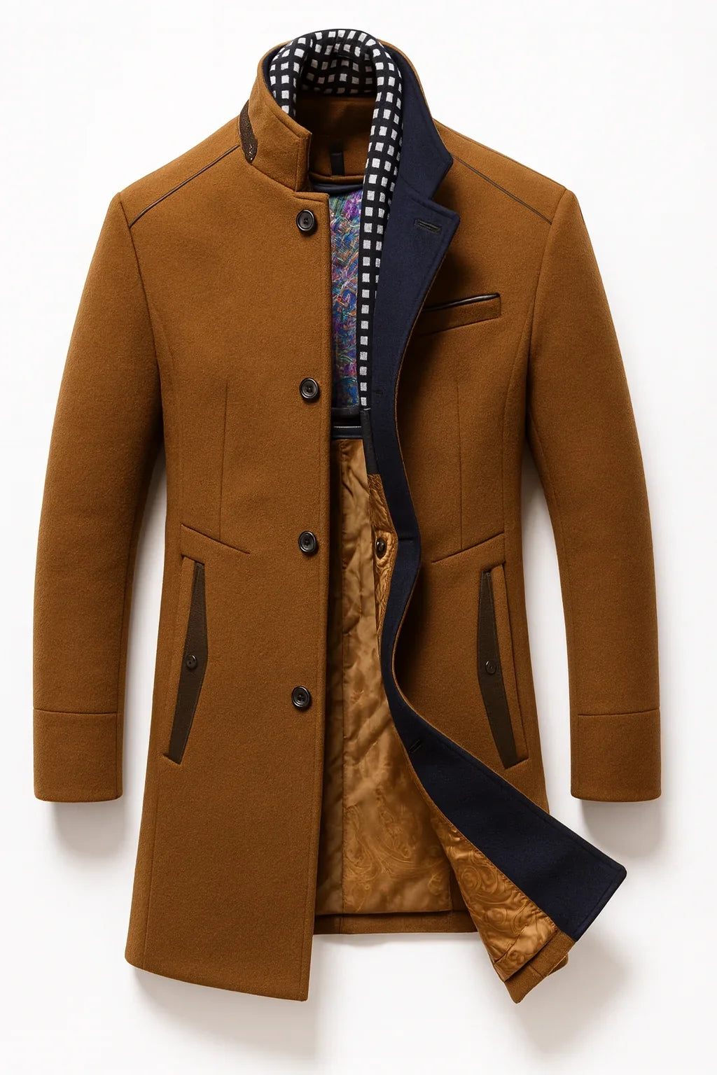 Women's Wrinkle-Resistant Wool-Blend Winter Coat – Modern Straight Fit in a Multicolour Design