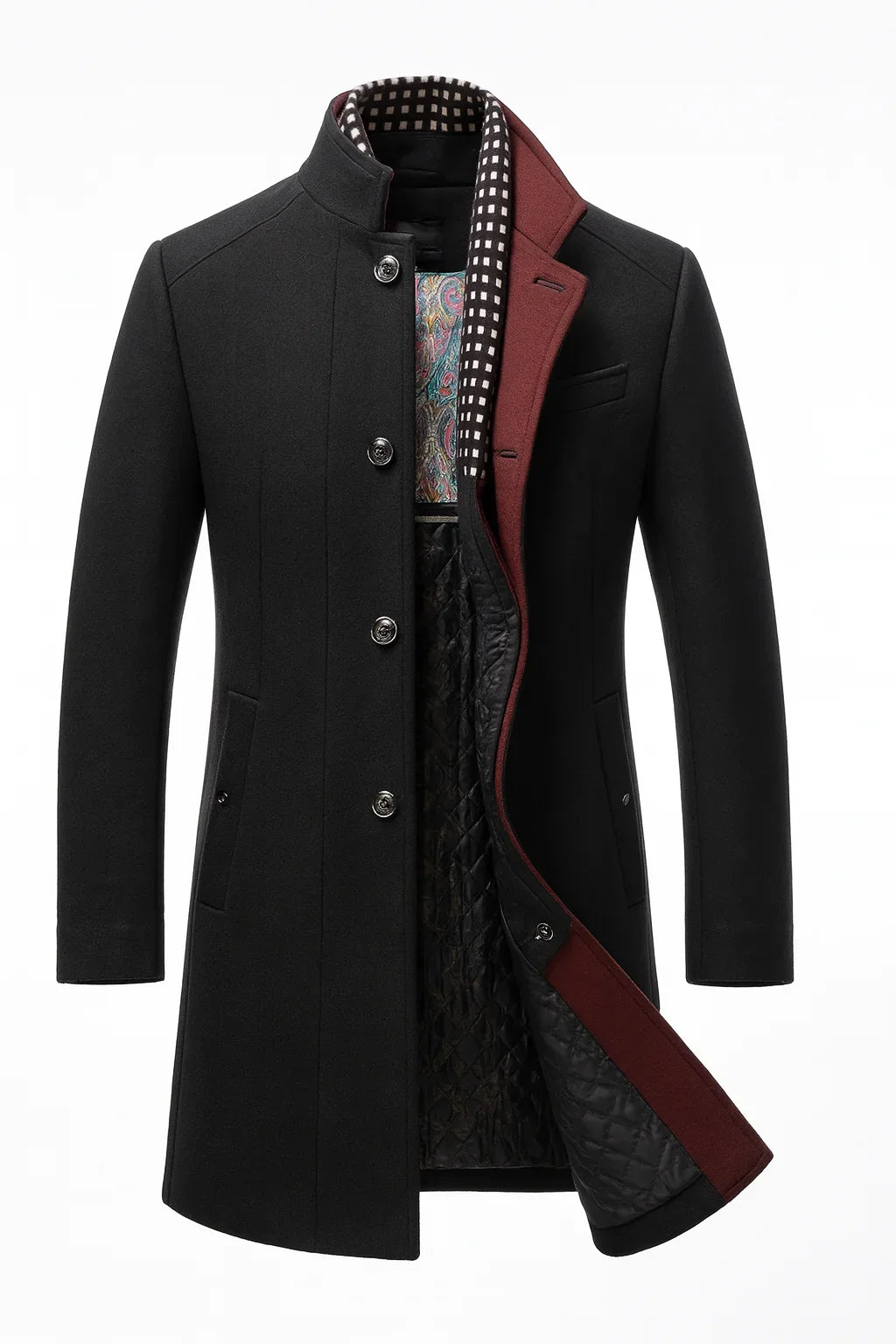 Women's Wrinkle-Resistant Wool-Blend Winter Coat – Modern Straight Fit in a Multicolour Design