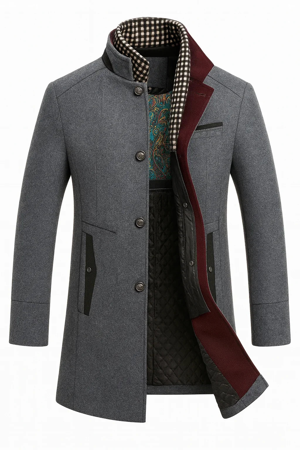Women's Wrinkle-Resistant Wool-Blend Winter Coat – Modern Straight Fit in a Multicolour Design