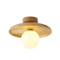 Wood Ceiling Light - Globe Glass Shade - Modern Scandinavian Pendant
