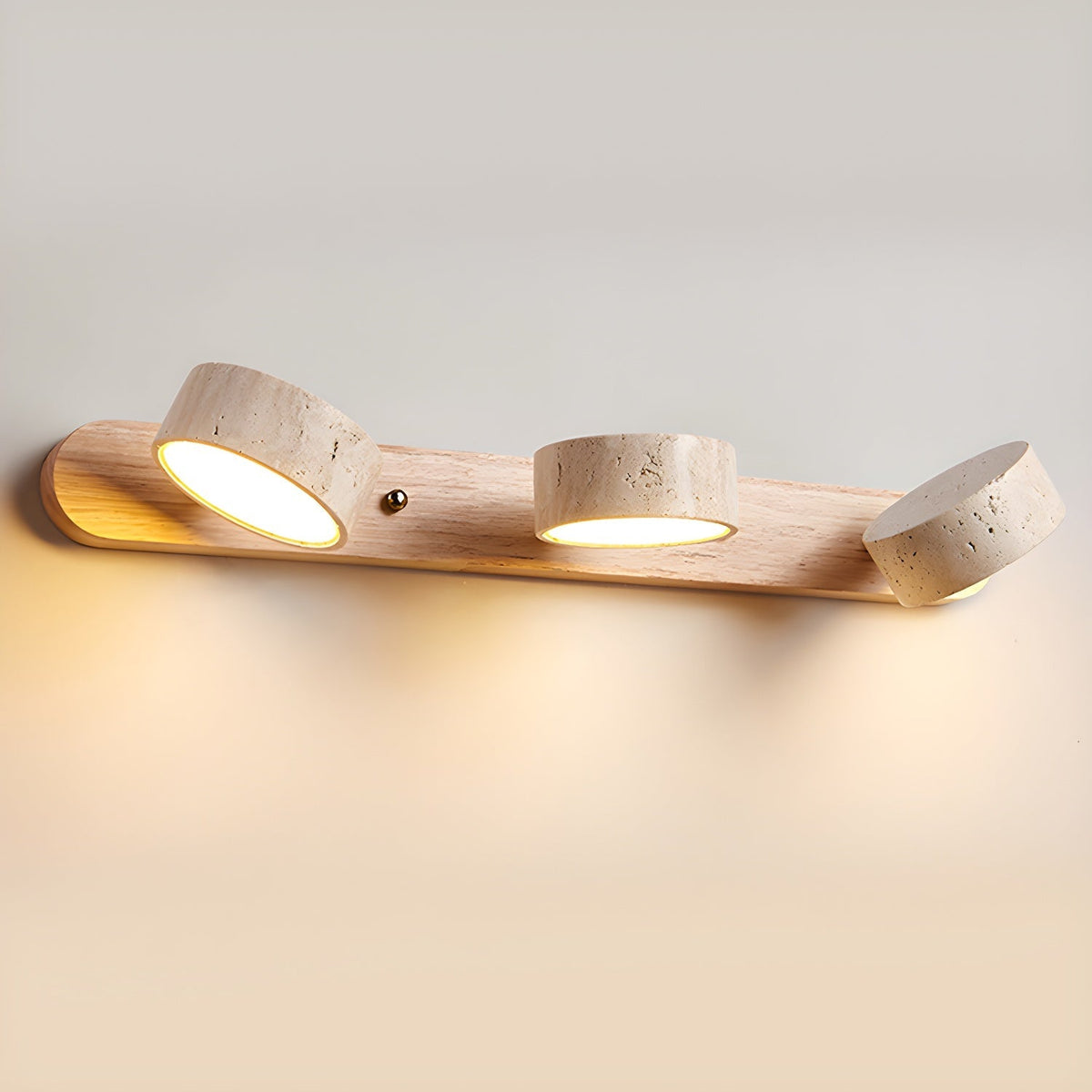 Wood Color Travertine Style LED Wall Sconce - Modern Plug-in Wall Light - Integrated Lighting - Image 1