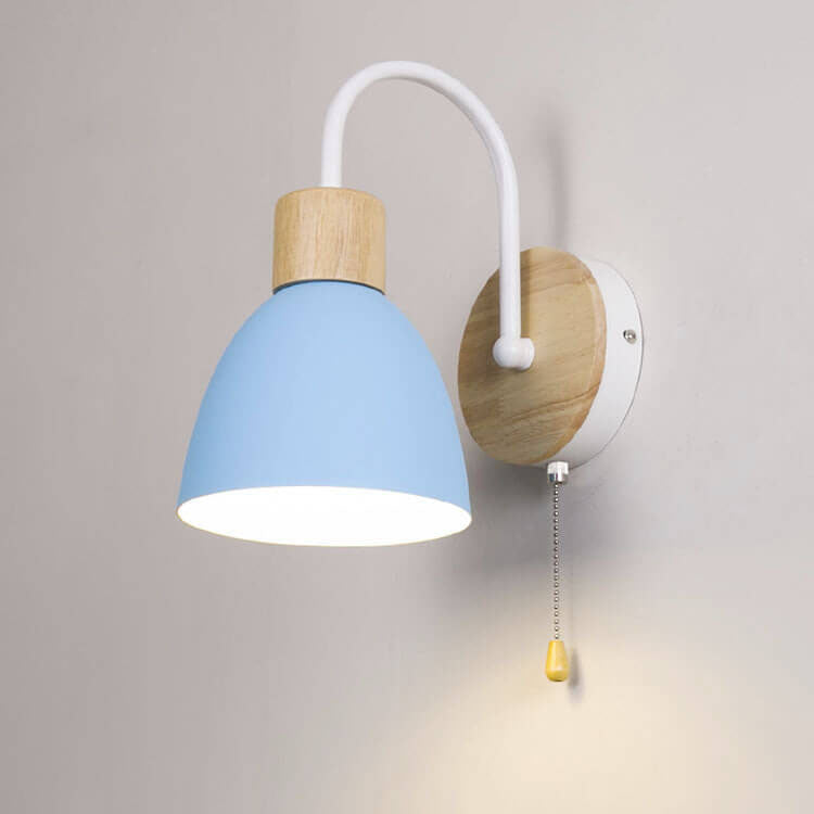 Wooden Accent Wall Light with Pull Switch - Nordic Style - Dome Shade - Image 10