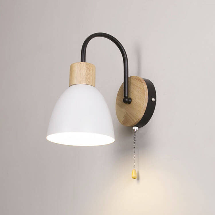 Wooden Accent Wall Light with Pull Switch - Nordic Style - Dome Shade - Image 11