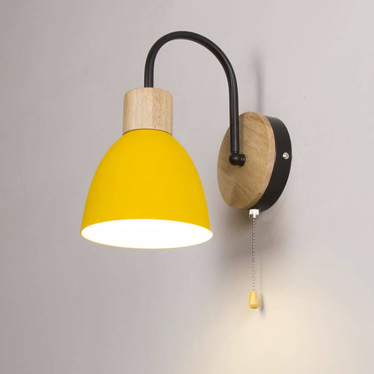 Wooden Accent Wall Light with Pull Switch - Nordic Style - Dome Shade - Image 12