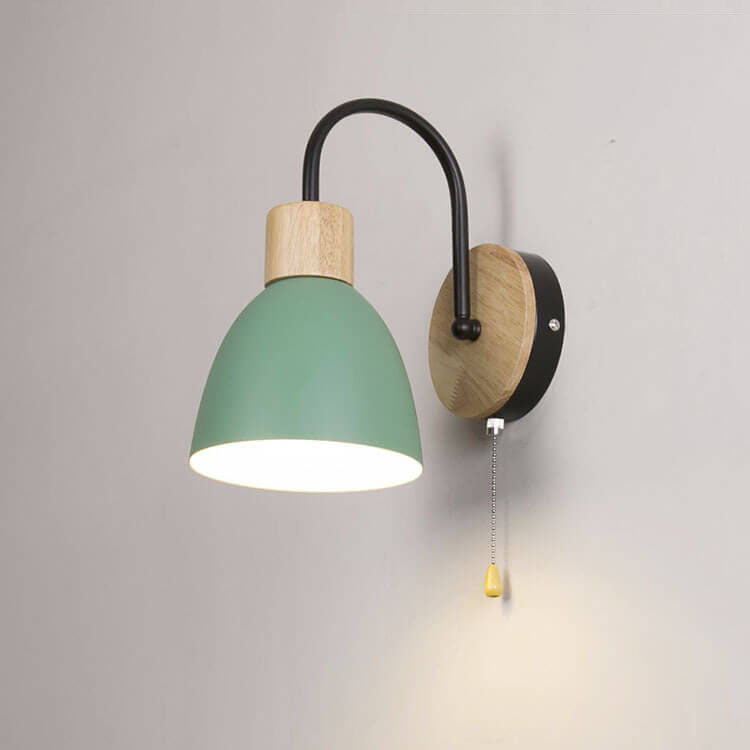 Wooden Accent Wall Light with Pull Switch - Nordic Style - Dome Shade - Image 13
