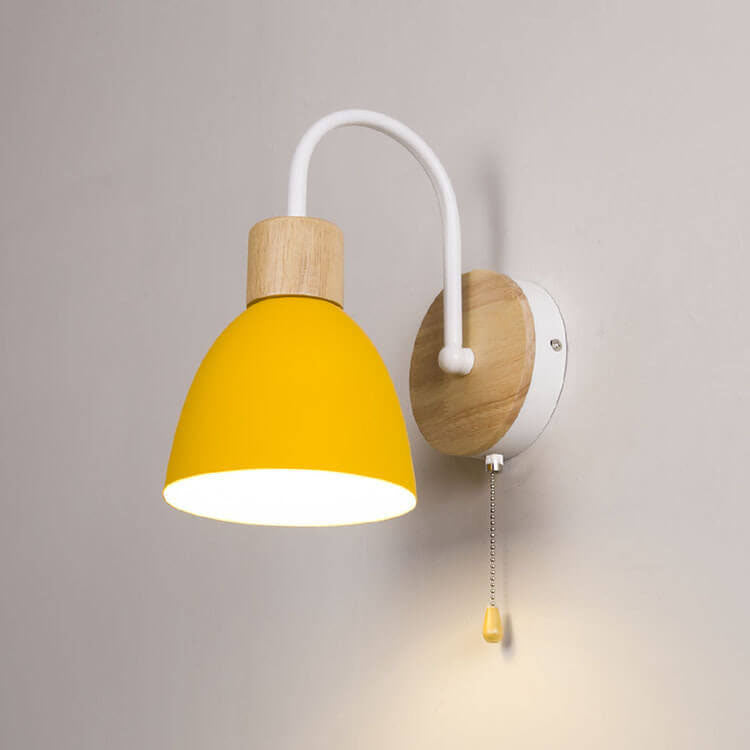 Wooden Accent Wall Light with Pull Switch - Nordic Style - Dome Shade - Image 6