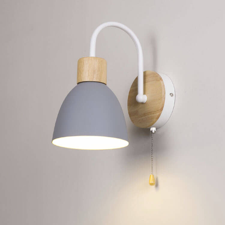 Wooden Accent Wall Light with Pull Switch - Nordic Style - Dome Shade - Image 8