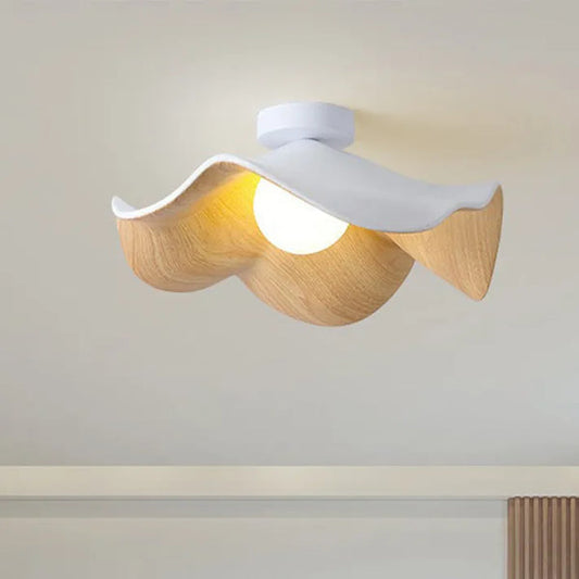 Wooden Ceiling Lamp - Modern Lotus Style Flush Mount - Scandinavian Inspired Lighting - Image 1