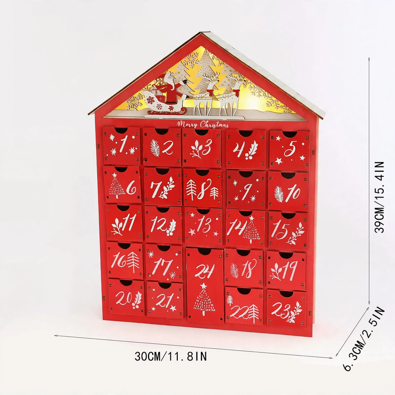 Wooden Christmas Advent Calendar with 24 Drawers