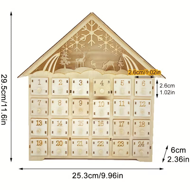 Wooden Christmas Advent Calendar with 24 Drawers