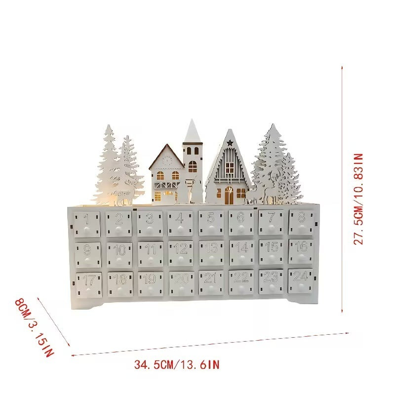 Wooden Christmas Advent Calendar with 24 Drawers