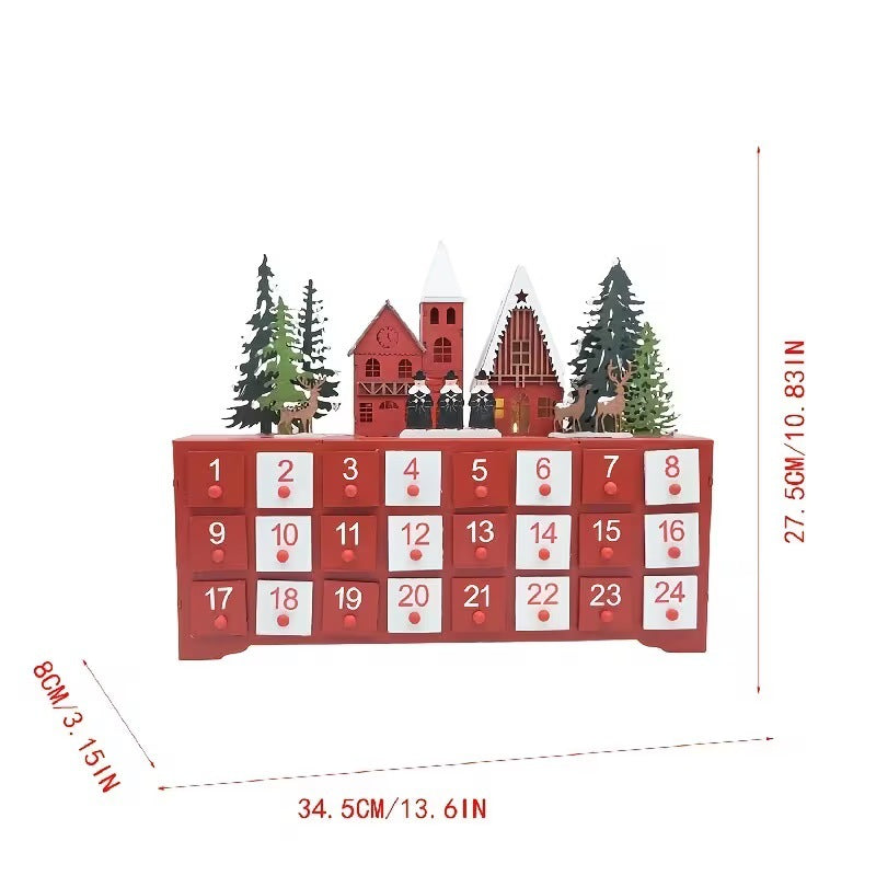 Wooden Christmas Advent Calendar with 24 Drawers