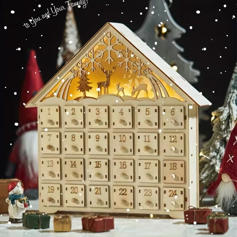 Wooden Christmas Advent Calendar with 24 Drawers