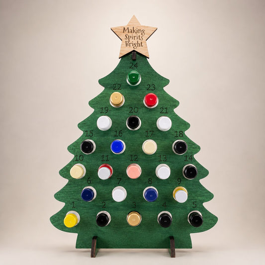 Wooden Christmas Tree Bottle Advent Calendar with 24 Compartments