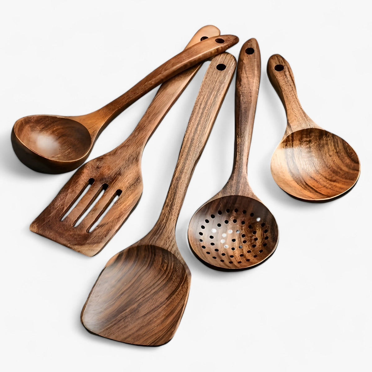 Wooden Kitchen Utensil Set - Acacia Wood - Cooking Tools - Image 2