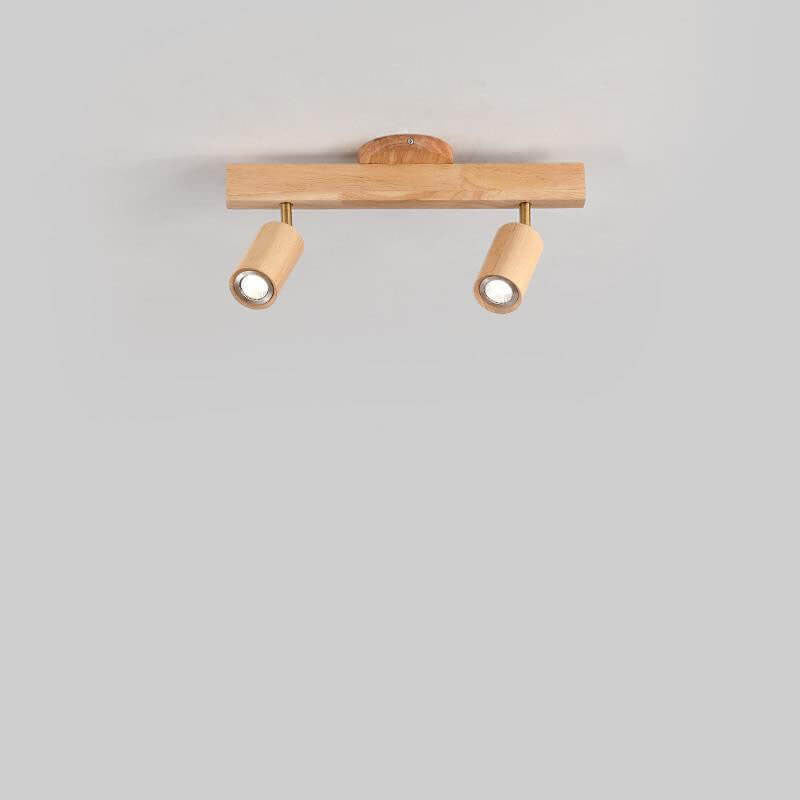 Wooden LED Track Lighting - Modern Semi-Flush Mount Ceiling Light - 2-Light - Image 1